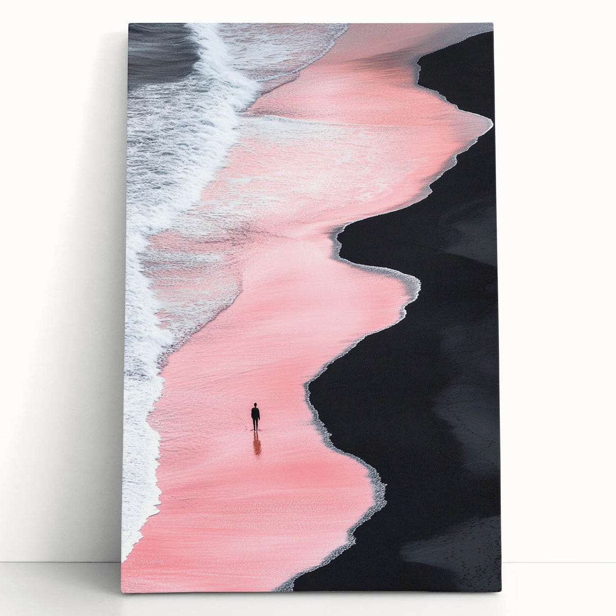 Black and White Minimalist Landscapes – Pink Shoreline Solitude
