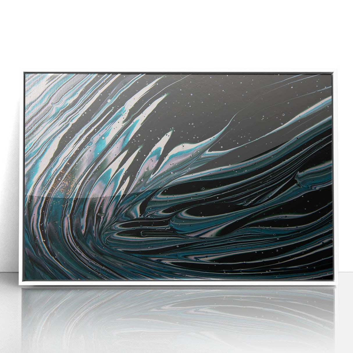 Fluid Acrylic Wall Decor - Modern Fluid Art Prints in Dark Blue Tones