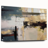 Gilded Depth – Contemporary Gold and Teal Abstract Wall Art
