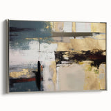 Gilded Depth – Contemporary Gold and Teal Abstract Wall Art