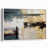Gilded Depth – Contemporary Gold and Teal Abstract Wall Art