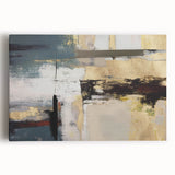 Gilded Depth – Contemporary Gold and Teal Abstract Wall Art