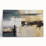 Gilded Depth – Contemporary Gold and Teal Abstract Wall Art