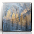 Golden Trees in Snowy Mountains – Winter Nature Art Print