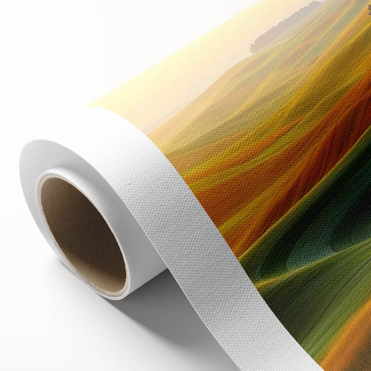 Contemporary Minimalist Nature Art – Golden Tree on Rolling Hills