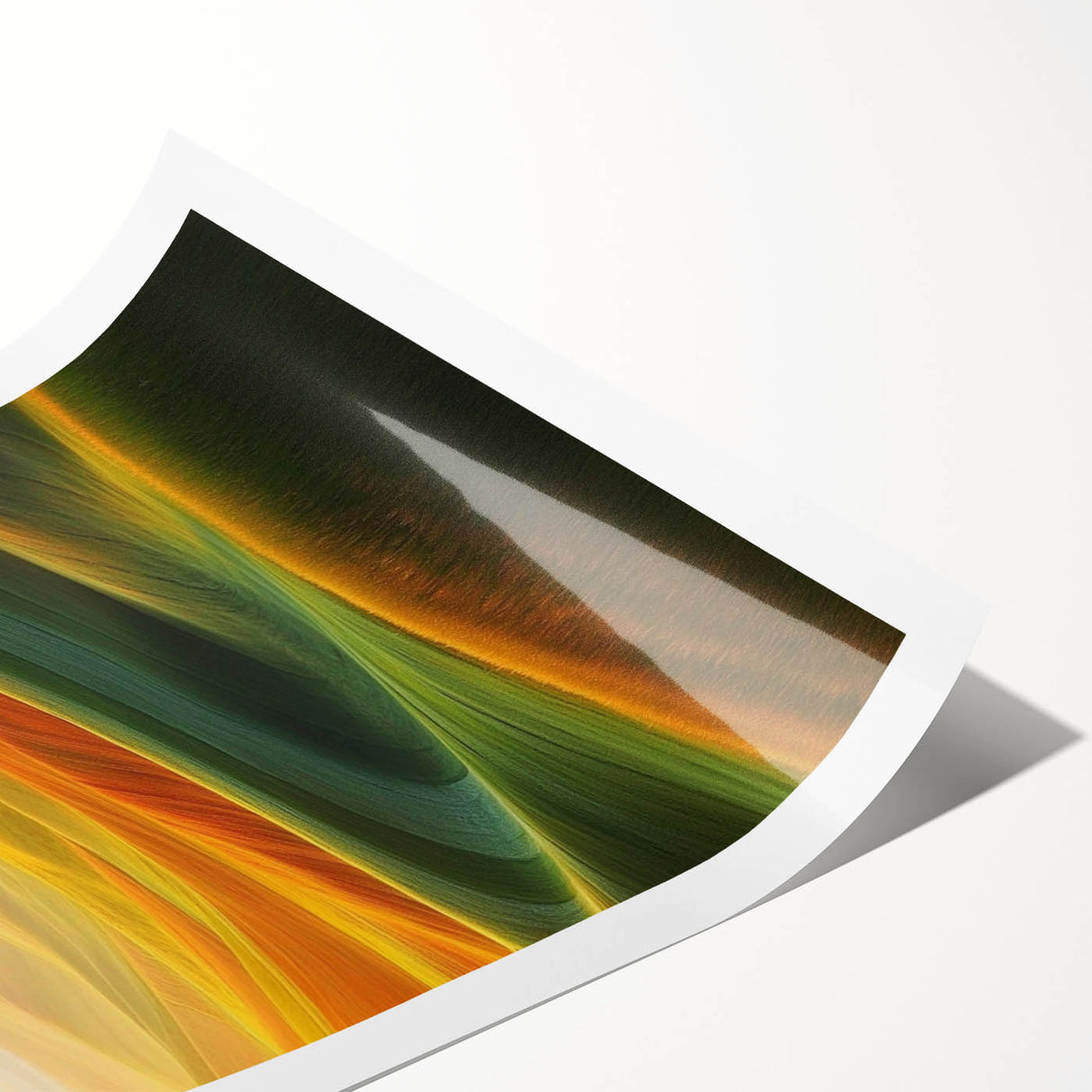 Contemporary Minimalist Nature Art – Golden Tree on Rolling Hills