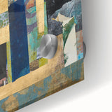 Geometric Moody Modern Wall Art - Abstract Blue & Gold Collage