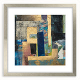Geometric Moody Modern Wall Art - Abstract Blue & Gold Collage
