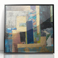 Geometric Moody Modern Wall Art - Abstract Blue & Gold Collage