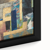 Geometric Moody Modern Wall Art - Abstract Blue & Gold Collage