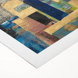 Geometric Moody Modern Wall Art - Abstract Blue & Gold Collage