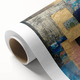 Geometric Moody Modern Wall Art - Abstract Blue & Gold Collage