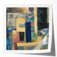 Geometric Moody Modern Wall Art - Abstract Blue & Gold Collage