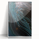 Fluid Abstract Wall Art - Contemporary Fluid Art Pieces Dark Teal