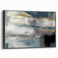 Whispers of Fog – Teal and Gray Abstract Wall Art with Gold Hues