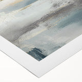 Whispers of Fog – Teal and Gray Abstract Wall Art with Gold Hues