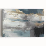Whispers of Fog – Teal and Gray Abstract Wall Art with Gold Hues
