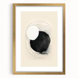 Abstract Geometric Framed Art – Minimalist Black and White Circle Print