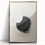 Abstract Geometric Framed Art – Minimalist Black and White Circle Print