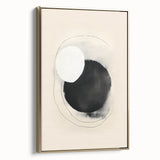 Abstract Geometric Framed Art – Minimalist Black and White Circle Print