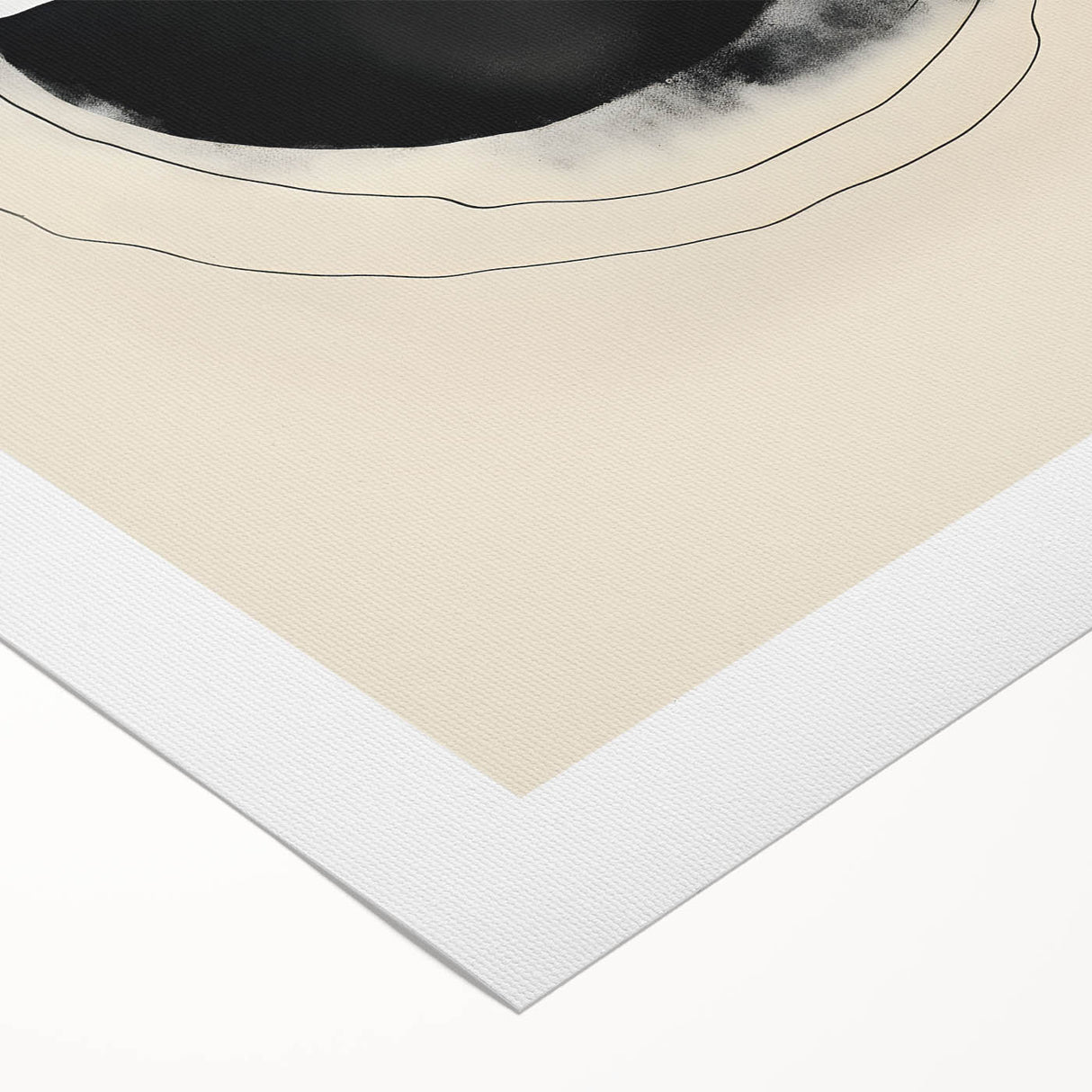 Abstract Geometric Framed Art – Minimalist Black and White Circle Print