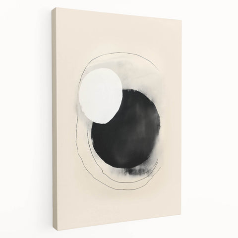 Abstract Geometric Framed Art – Minimalist Black and White Circle Print