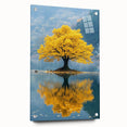 Golden Tree Reflection – Tranquil Nature Landscape Art