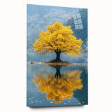 Golden Tree Reflection – Tranquil Nature Landscape Art