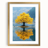 Golden Tree Reflection – Tranquil Nature Landscape Art