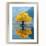 Golden Tree Reflection – Tranquil Nature Landscape Art