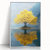 Golden Tree Reflection – Tranquil Nature Landscape Art