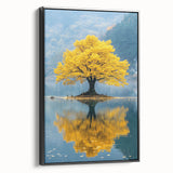 Golden Tree Reflection – Tranquil Nature Landscape Art