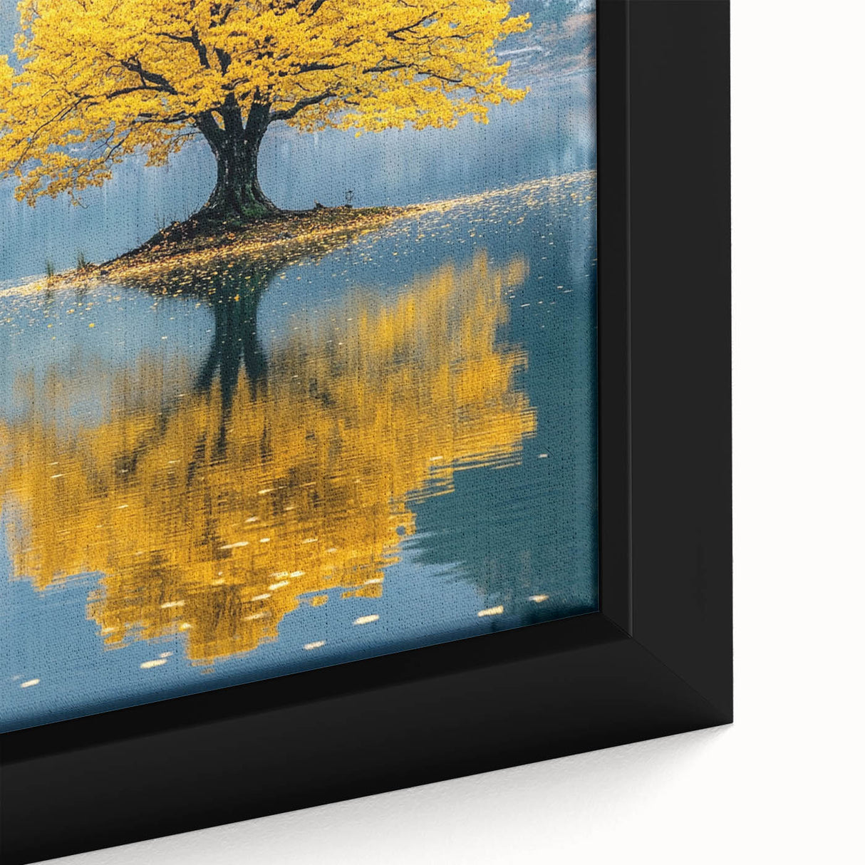 Golden Tree Reflection – Tranquil Nature Landscape Art