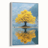 Golden Tree Reflection – Tranquil Nature Landscape Art