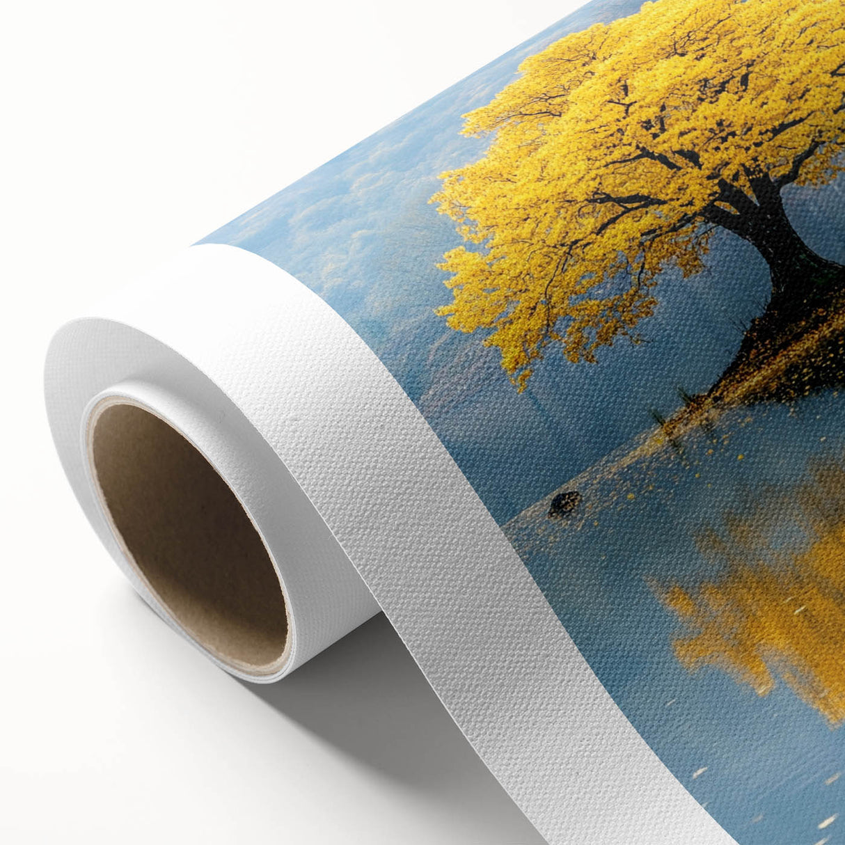 Golden Tree Reflection – Tranquil Nature Landscape Art