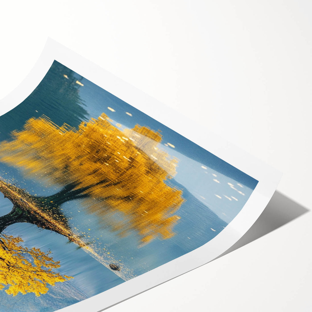 Golden Tree Reflection – Tranquil Nature Landscape Art