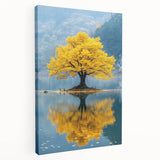 Golden Tree Reflection – Tranquil Nature Landscape Art