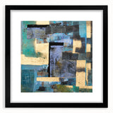 Abstract Moody Modern Wall Art - Blue, Gold & Black Geometric Design