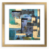 Abstract Moody Modern Wall Art - Blue, Gold & Black Geometric Design