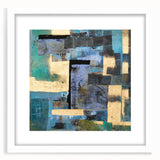 Abstract Moody Modern Wall Art - Blue, Gold & Black Geometric Design