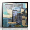 Abstract Moody Modern Wall Art - Blue, Gold & Black Geometric Design