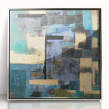 Abstract Moody Modern Wall Art - Blue, Gold & Black Geometric Design