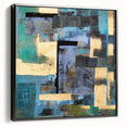 Abstract Moody Modern Wall Art - Blue, Gold & Black Geometric Design