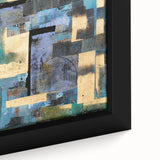 Abstract Moody Modern Wall Art - Blue, Gold & Black Geometric Design