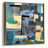 Abstract Moody Modern Wall Art - Blue, Gold & Black Geometric Design