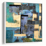 Abstract Moody Modern Wall Art - Blue, Gold & Black Geometric Design