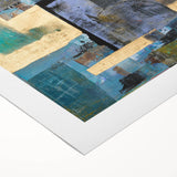 Abstract Moody Modern Wall Art - Blue, Gold & Black Geometric Design