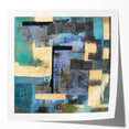 Abstract Moody Modern Wall Art - Blue, Gold & Black Geometric Design