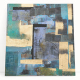 Abstract Moody Modern Wall Art - Blue, Gold & Black Geometric Design