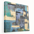 Abstract Moody Modern Wall Art - Blue, Gold & Black Geometric Design